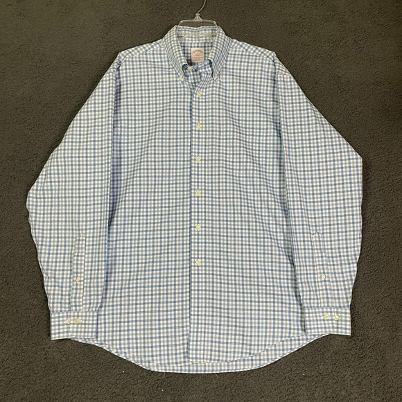 Brooks Brothers Other - Brooks Brothers Shirt Mens Large Blue Gray Check Button Down Long Sleeve